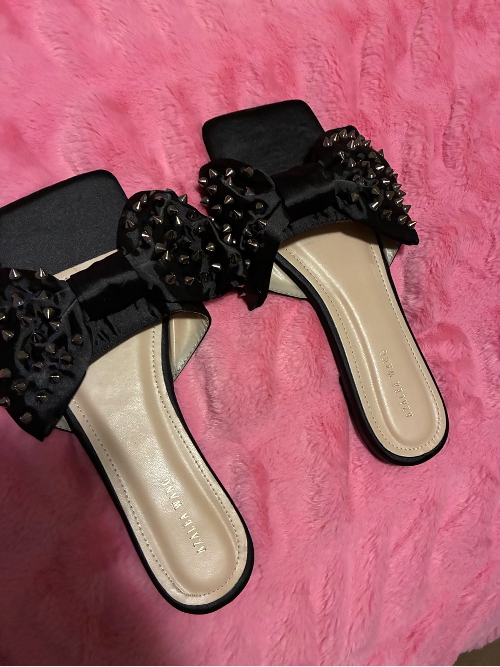 Black Studded Bow Sandals